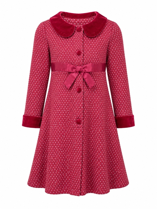 Blueberi Boulevard Other - BLUEBERI BOULEVARD | Holiday Red Sweater Knit Velvet Bow Dress Dots Girls | 5